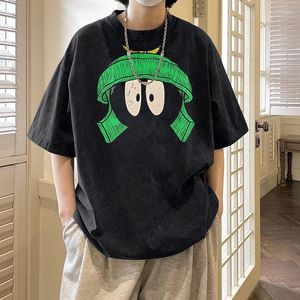 男性用男性用Tシャツデザイナーシャツヴィンテージウォッシュコットン漫画アニメプリントTシャツ高級Tシャツヒップホップルーズティー