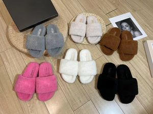 Vancouver Canada Animal Prints Loafers Indoor Outdoor Women Warm Flat Mule Wool Fur Slippers Plush Fluffy Mop Embroidered Fabric Slides Size 35-42