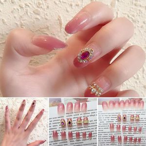 False Nails 24PCS Press On Pre-Designed Crown Gemstone Fake For Daily Use Elegant Style Easy To Life