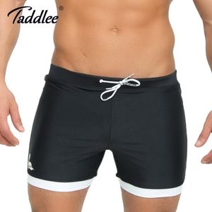 badkläder taddlee märke mens badkläder baddräkter badboxare stammar lång fast färg svart bräd surf shorts stor storlek xxl traditionell stam