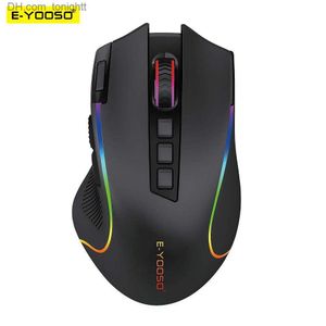 E-YOOSO X-11 RGB USB 2.4G Bezprzewodowe gier Mysz 4000 DPI 9 Przyciski Programowalne ergonomiczne dla myszy graczy Laptop PC komputer Q230825