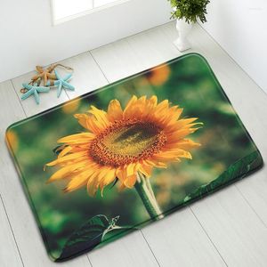 Badmattor Solrosblomma Non-Slip Floral Plants Bedroom Kitchen Doormat Indoor Floor Mat Absorberande mattor Fot Kuddar Heminredning