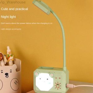 Cute Cartoon Desk Lamp Eye Protection Energy-saving Reading Light USB Charging Sleeping Bendable Night Light LED Table Lamp Kids HKD230824