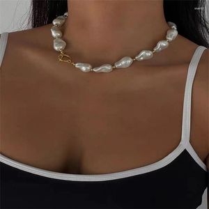 Kedjor franska retro elegant barock formade stora pärlhalsband ljus lyx nisch designkänsla ot spänne temperament choker