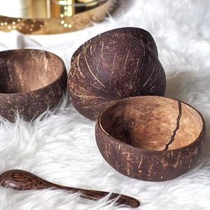 Ciotole fantasity 12-15 cm Natural Coconut Bowl set di ciotola in legno cucchiaio in legno cucchiaio cucine da cucina da cucina