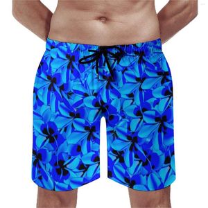 Herr shorts sommar gym tropisk blommig surfing blå blommor design brädet korta byxor söta snabba torka stammar stor storlek