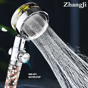 ZhangJi 2021 Filtragem Cabeça de chuveiro com hélice 360 graus de rotação de economia de água SPA Anion Stone Spayer Acessórios de banheiro HKD230825 HKD230825