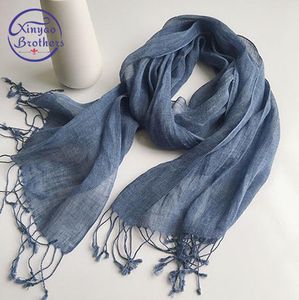 Scarves 100% Linen Solid Color Mens' Scaves Summer Spring Japanese Style Air Conditional Shawls Large Size Wraps With Tassels 45x200cm 230825