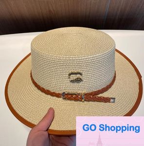 Chapéu de palha plana estilo britânico pequeno balde boné grande borda net cinto vermelho praia chapéu coberto proteção solar chapéus