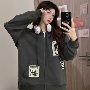 Frauen Hoodies 2023 Koreanische Mode Pullover Frühen Herbst Patch Gedruckt Mit Kapuze Strickjacke Mantel Weibliche Kleidung