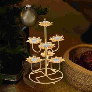 Ghee Lamp Holder Candles Metal Candlestick Lotus Rack Gift Temple Candleholder Stand Rostfritt stål HKD230825