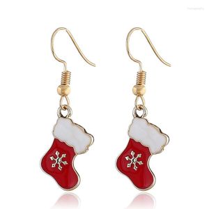 Dangle Earrings Alloy Christmas Socks Rhinestone And Necklace For Women Jewerly Sets