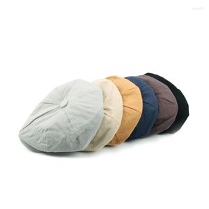 Berets estilo vintage algodão linho cor sólida unisex café chapéus de trabalho respirável pintor moda viseiras