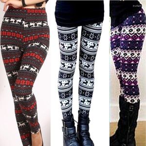 Kobiety legginsy kobiety świąteczne nadruk 18 kolorowy wysoki talia długa moda mody świąteczne spodnie zimowe ciepłe spodnie damskie ubrania