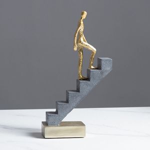 Artes e artesanato Estátua de resina de uma peça Nordic Acessórios para casa Decoração de sala de estar Estatueta de ouro Decoração de escritório Escultura Abstrata Arte moderna