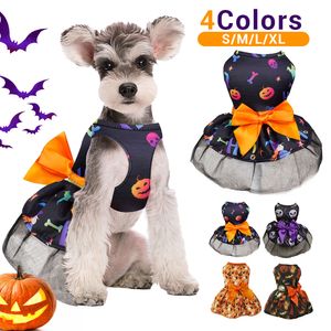 Dog Apparel Halloween Dress Costume Festival Puppy Skirt Pumpkin Head Printed Pet Cosplay Party for Yorkie 230825