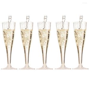 Copos de vinho 5 unidades / conjunto Flautas de champanhe Copo de bebida de plástico Festa de casamento Decoração de coquetel Brindando de casamento Festa de ano