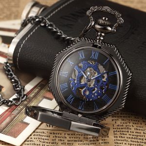 Pocket Watches Octagon Round Vintage Man Pocket Watch fob with chain steampunk Pendant Watches for Men Pendant retro clock Necklace 230825