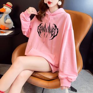 Erkek Hoodies 2023 Pembe Sweatshirt Moda Hoodeds Kadınlar Gevşek Vintage Casual Punk Mektup Hip Hop Kapşonlu Üstler Drop