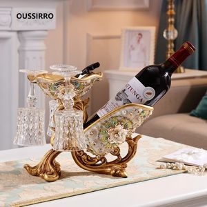 Ice Buckets And Coolers European Red Wine Holder living room luxury wine cabinet decorations High foot glass holder household bottle rack 230824