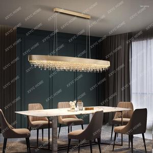 Lampadari Lampadario di cristallo moderno per sala da pranzo Lampada a sospensione ovale di lusso a soffitto Decorazioni per la casa Lampada da tavolo per isola da cucina