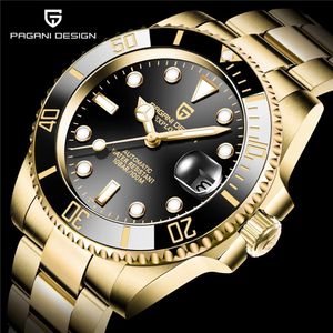 Нарученные часы Pagani Design из нержавеющей стали 100 м водонепроницаемые часы Relogio Masculino Men Watch Luxury Automatic Mechanical Watch Watch Men 230824