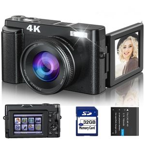 Camcorders 4K Digital Camera For Pography And Video Autofocus Anti-Shake 48MP Vlogging Camera With SD Card 3'' 180° Flip Screen 230824