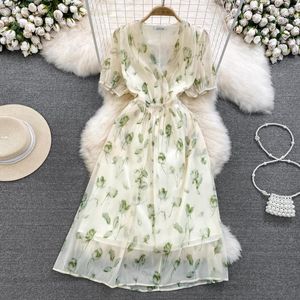 Sukienki imprezowe w stylu francuskim Szybkie sukienka wiatrowa Słodka bąbelkowa krótkie rękaw