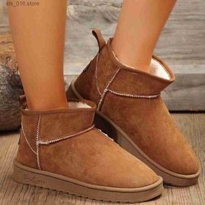 Snow Warm Rimocy Slip-On Women 2023 Winter Non-Slip Thicken Plush Ankle Boots Woman Comfort Flat Heel Cotton Padded Shoe b7b7