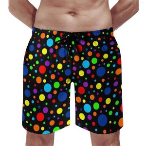 Pantaloncini da uomo con macchie arcobaleno Board Quality Beach Pois Print Costume da bagno per il tempo libero Oversize