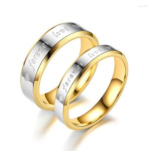 Klusterringar Romantiskt rostfritt stål Par Ringer Män och kvinnors graverade Forever Love Wedding Engagement Juvely Jewelry