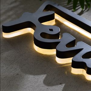 Factory Outlet Outdoor metal letter lights illuminated business signs for shop restaurant coffee names, backlit stainless steel letter sign
