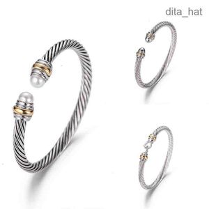 2024 Bracelet Dy Luxury Designer Twisted Pearl Head Women Fashion Versatile Twist Bracelets Jewelry Platinum Plated Wedding Gifts 5MM 4MM thick