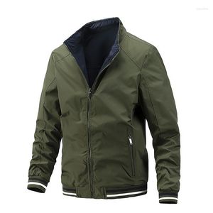 Men's Jackets Stand Collar Double Side Can Wear Casual Jacket Men Spring And Autumn Fashion Pure Color Simple Coat