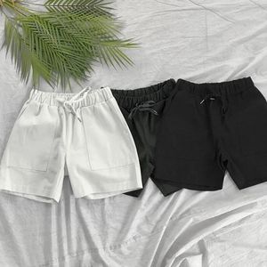 Shorts masculinos 2023 verão esporte cor sólida padrão reto tipo solto cintura elástica cordão casual curto jogging w18