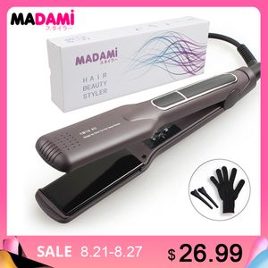 Hair Straighteners Korean Straightener Keratin Treatment Floating Wide Plate Ceramic Flat Iron Dual Voltage Curling Salon Styler 230825