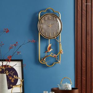 Relógios de parede Relógio Vintage Estilo Chinês Esmalte Luz Colorida Design de Luxo Silencioso Reloj Decoração de Quarto