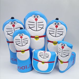 Andra golfprodukter Golf Wood Headcover Cartoon Patter för förare Fairway Hybrid Putter Waterproof Protector Pu Leather Soft Drable Golf Covers 230825