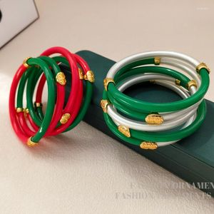 Bangle Fashion Jewelry Splicing Color High Quality Plastic Tube Inner Silicone Armband för kvinnor 2023 Trend Bangles Kvinnlig gåva