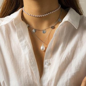 Anhänger Halsketten 2023 Multi Layered Imitation Perle Choker Halskette Kragen Boho Pailletten Quaste Für Frauen Trend Böhmischen Schmuck