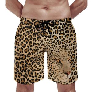 Herr shorts cheetah brown board sommar dold leopard grafik springa surf korta byxor snabb torr vintage överdimensionerade badstammar