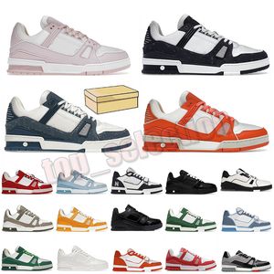 OG Original Designer Luxury Casual Shoes Fashion Женская мужская мужская вирджил Аблохс тренеры с низким уровнем монограммы джинсовая патентная кожа черная тиснена