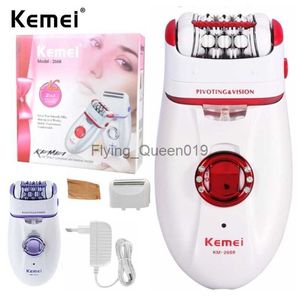 Kemei 2 in 1 Epilator Electric Shaver Defaitherer脱毛型充電式KM-2668ヘアリムーバー女性の体の顔HKD230825