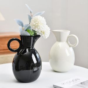 Vases Nordic Ins Minimalist Ceramic Vase Ornament Home Porcelain Flower Figurines Geometric Art Decoration Accessorie