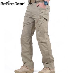 Mens Calças IX9 Cidade Carga Tática Homens Combate SWAT Exército Militar Algodão Muitos Bolsos Esticar Homem Flexível Calças Casuais XXXL 230825