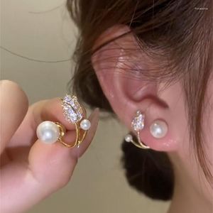 Baumeln Ohrringe 2023 Perle Tulpe Blume Für Frauen High Sense Licht Luxus Stud Ohrring Design Mode Hinten Hängen Schmuck