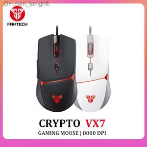 FANTECH VX7 Gaming-Maus, 8000 DPI, kabelgebundene USB-Maus mit RGB-Licht, sechs einstellbare ergonomische Design-Gamer-Mäuse für PC, Laptop, Q230825
