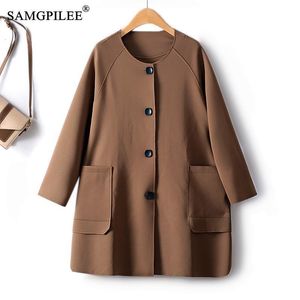 Women's Trench Coats European Station Women's Trench Coat Autumn Single Breasted Three Quarter Sleeve Space Cotton A Shaped Winter Windbreaker 230824