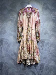 Australian designer, new autumn 2023 tie silk printed long sleeved dress