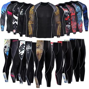 Men's Tracksuits Mens Running Set Compression T-Shirt Pants Sport Long Sleeves T Shirts Fitness Rashguard Men Gym Leggings Clothes Tight Suit 230825